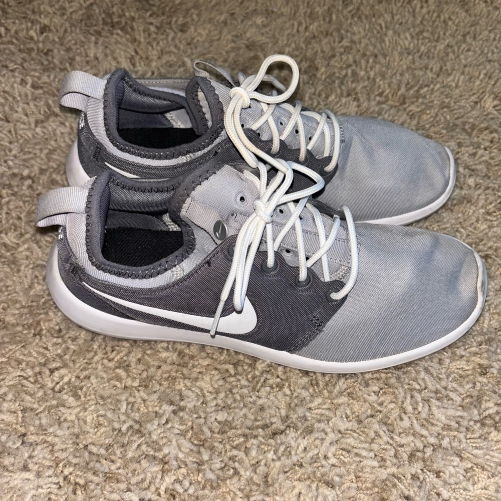 Nike Gray and White Roshe Run Sneakers